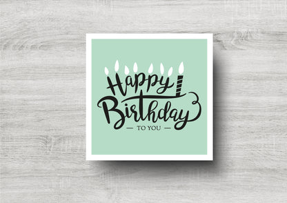 Personalised Birthday Card / Happy Birthday / Candles / Green