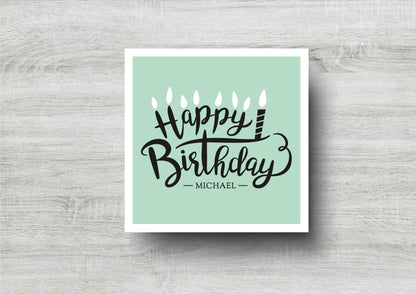 Personalised Birthday Card / Happy Birthday / Candles / Green