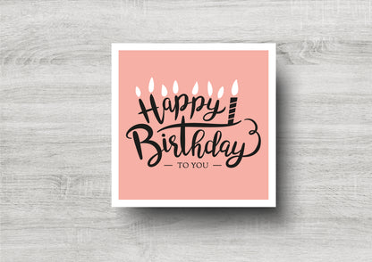 Personalised Birthday Card / Happy Birthday / Candles / Peach