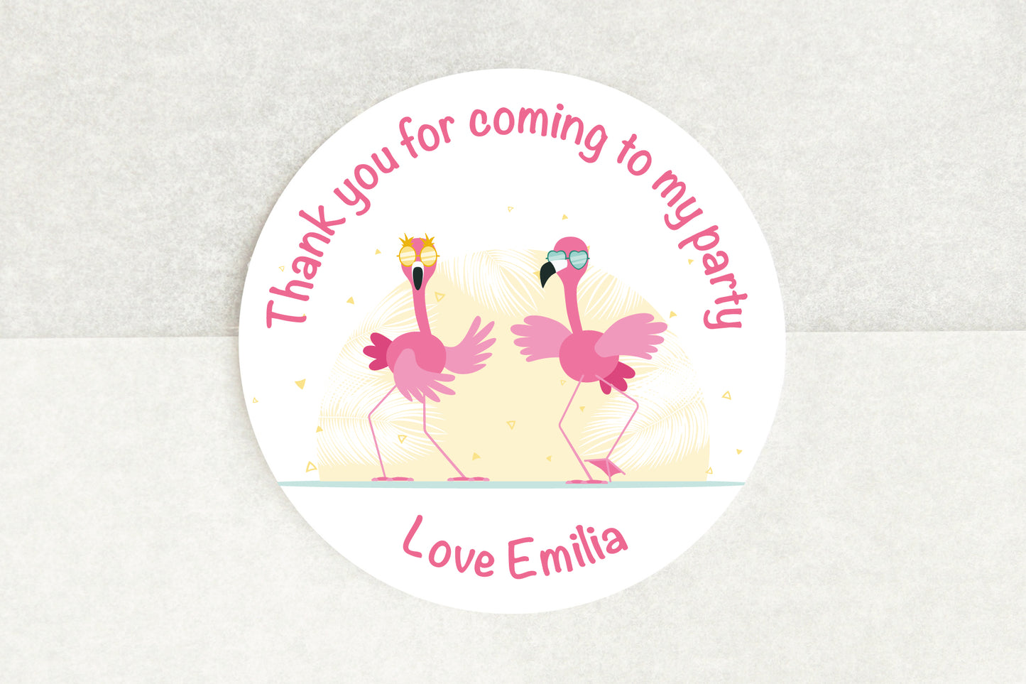 Personalised Thank You For Coming To My Party Stickers - Flamingo Themed - Pack of 35