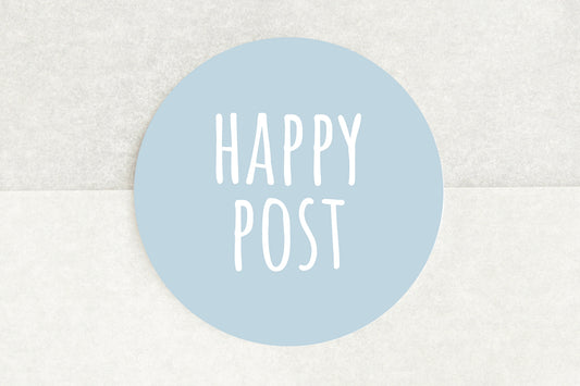 Happy Post Stickers In Light Blue - Pack of 35