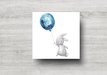 Miss You Card / Bunny / Balloon / Blank Inside