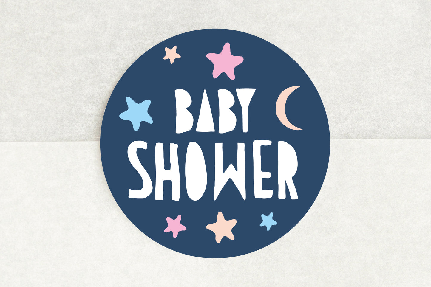 Baby Shower Stickers / Pack of 35 / Navy, Pink, Blue & Yellow / Stars and Moons