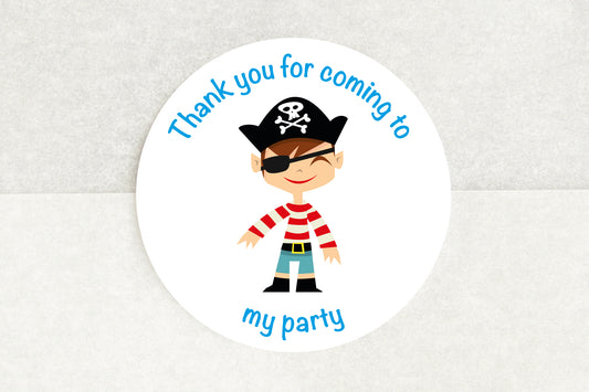 Thank You For Coming To My Party Stickers - Pirate Themed - Pack of 35