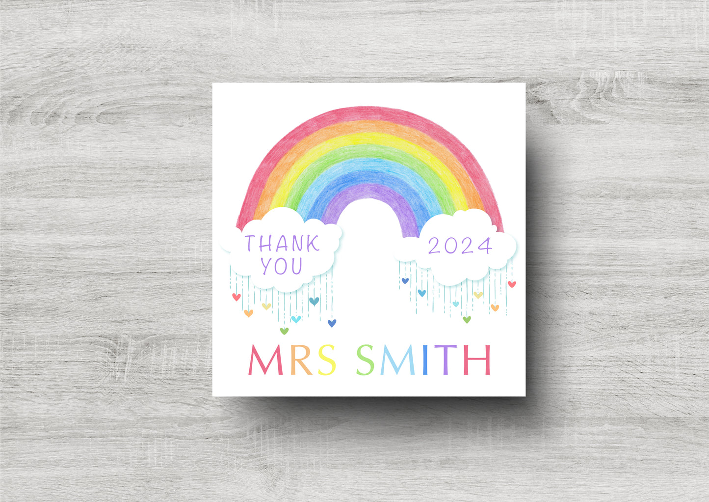 Rainbow Thank You Teacher Card / Personalised