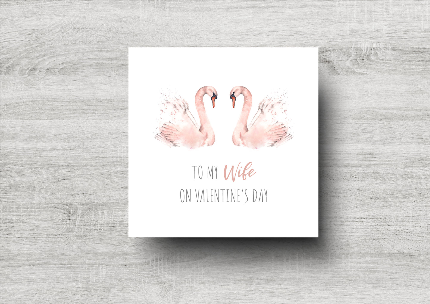 Personalised Valentine's Day Swans Card