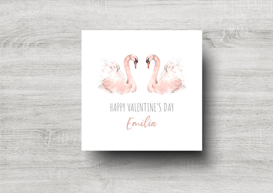 Personalised Valentine's Day Swan Card