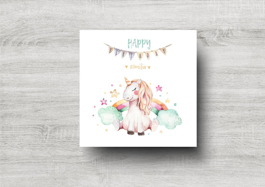 Unicorn Rainbow Personalised Birthday Card