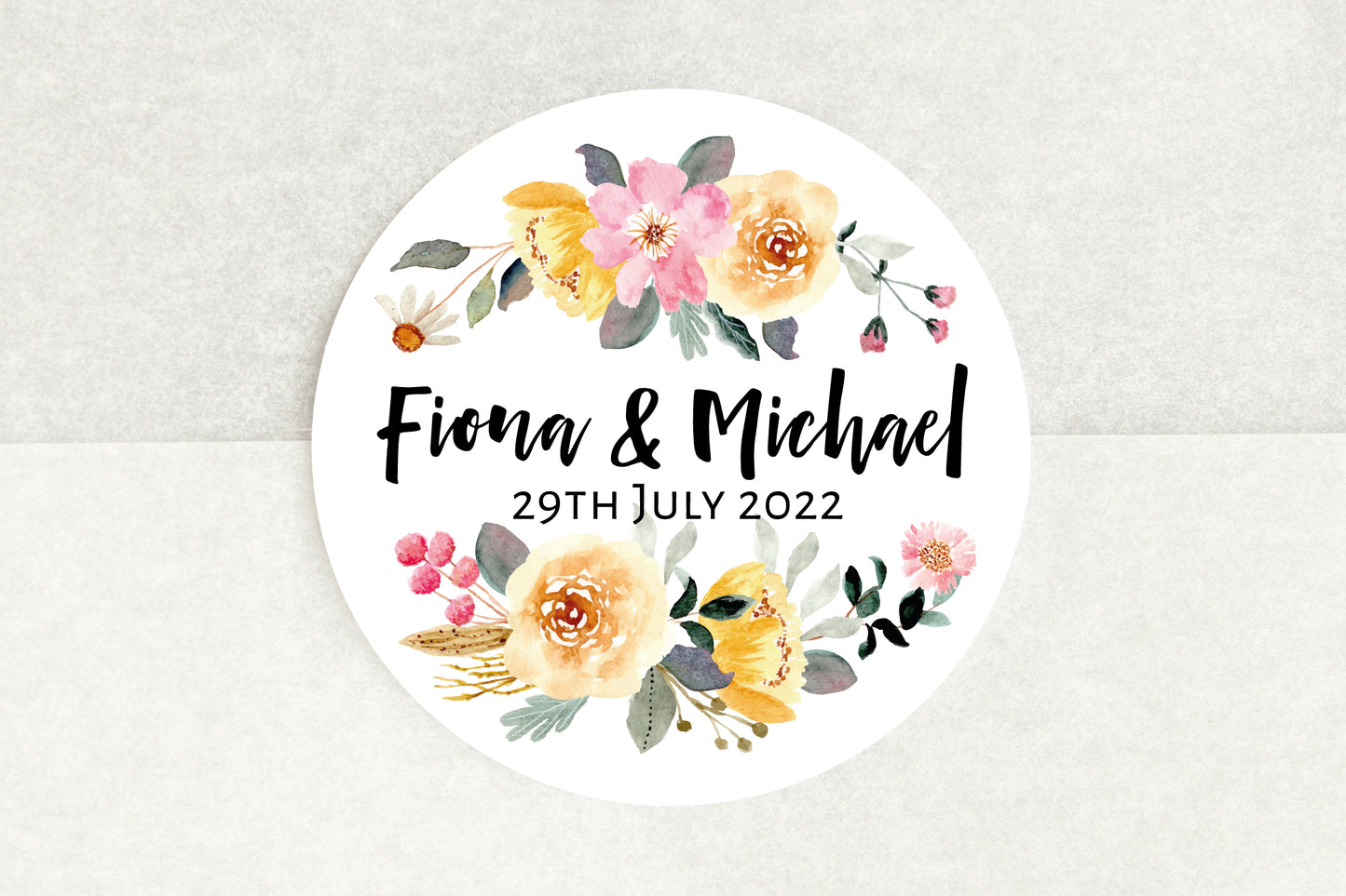 Personalised Floral Wedding Stickers - Pack of 35